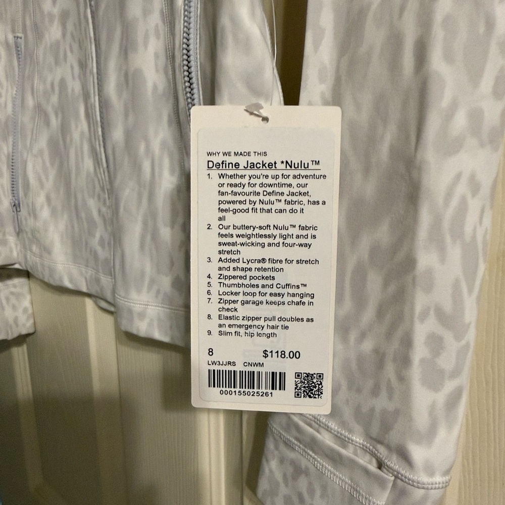 Lululemon Define Jacket Nulu Snow Leopard NWT - Picture 3 of 5